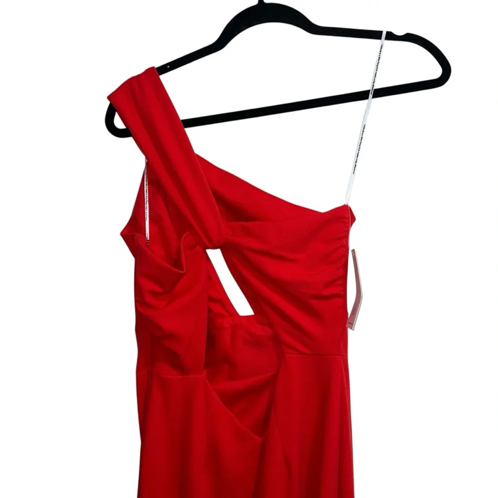 NEW NWT Katie May X REVOLVE Edgy One Shoulder Maxi Gown In Cherry Red